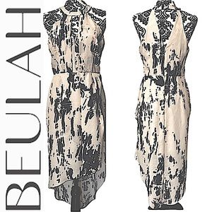 Beulah. London. NWT.Gorgeous High/low asymmetrical designed dress.Navy & Cream.M